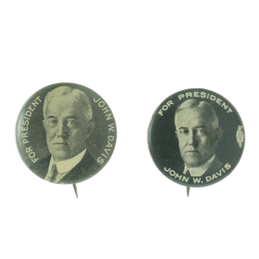 John W. Davis Two 1924 Portrait Celluloids (1 of 4)