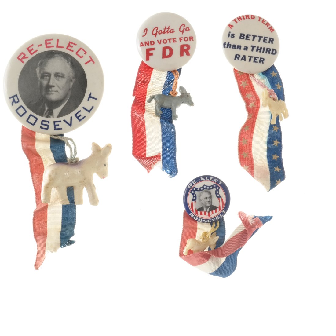 FDR - Four Celluloid Buttons with Ribbons (1 of 6)