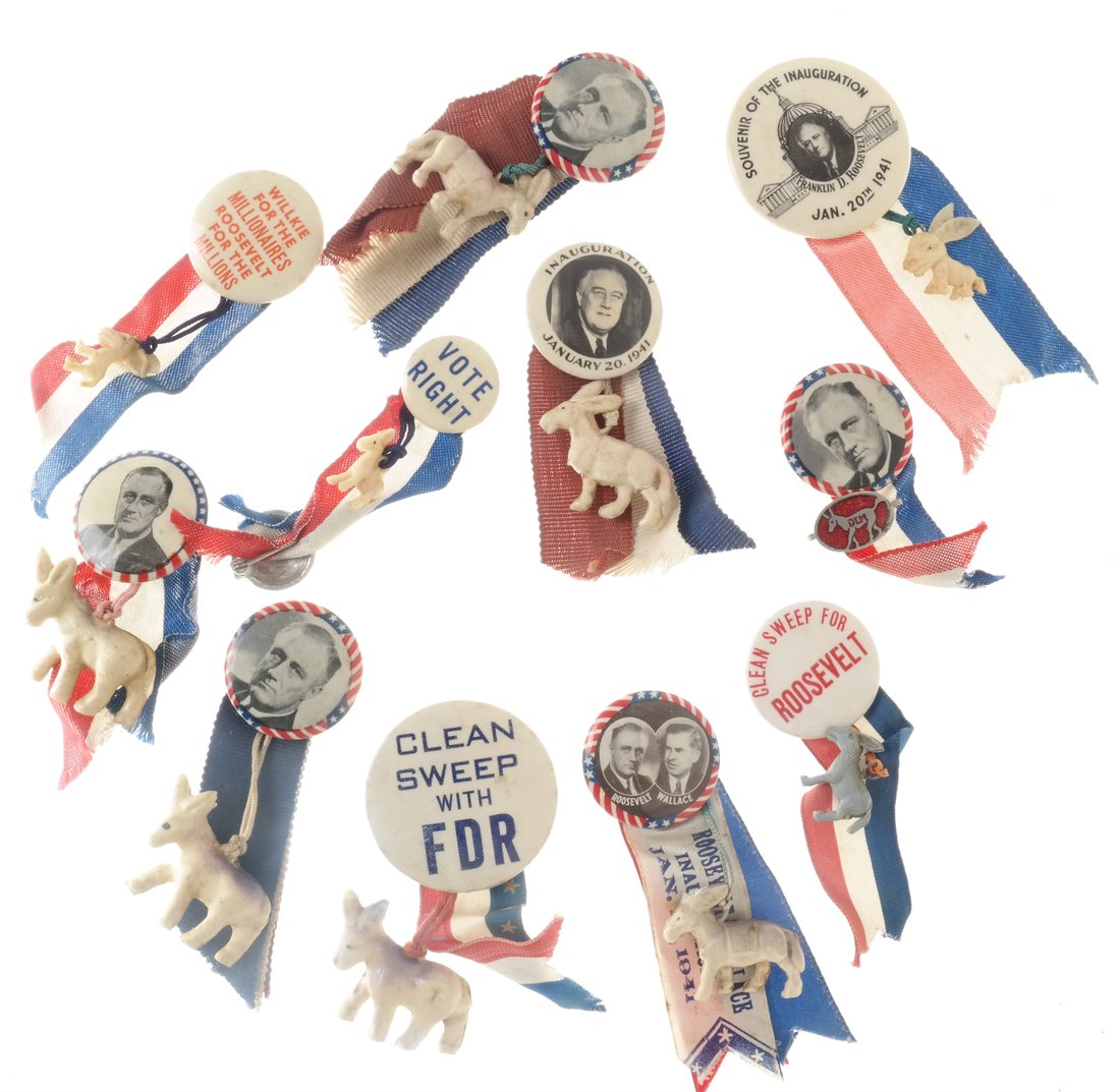 FDR - 1940 & 1941 Buttons with Ribbons (1 of 5)