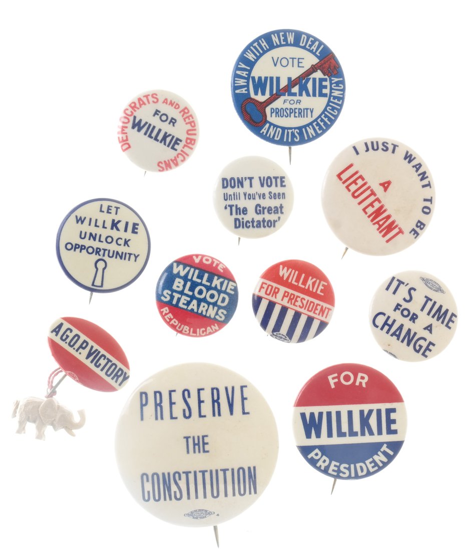 Wendell Willkie - Eleven 1940 Slogan Celluloids (1 of 6)