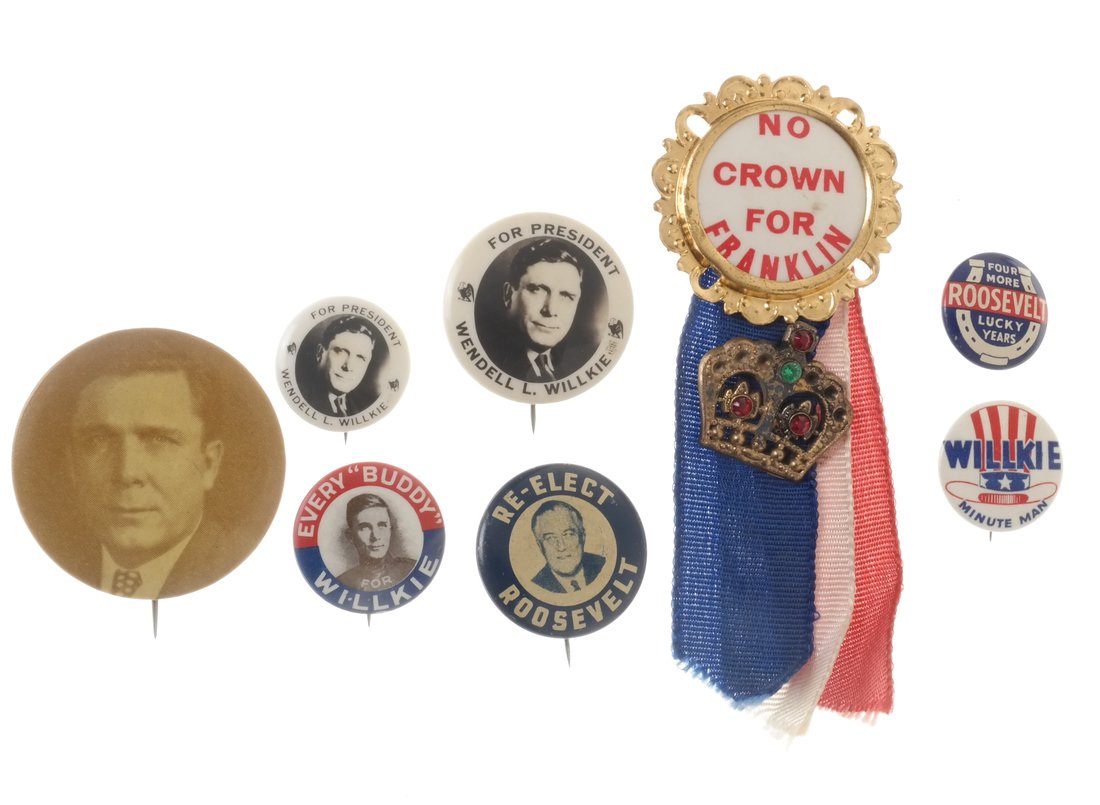 Willkie & FDR - Seven 1940 Buttons (1 of 5)