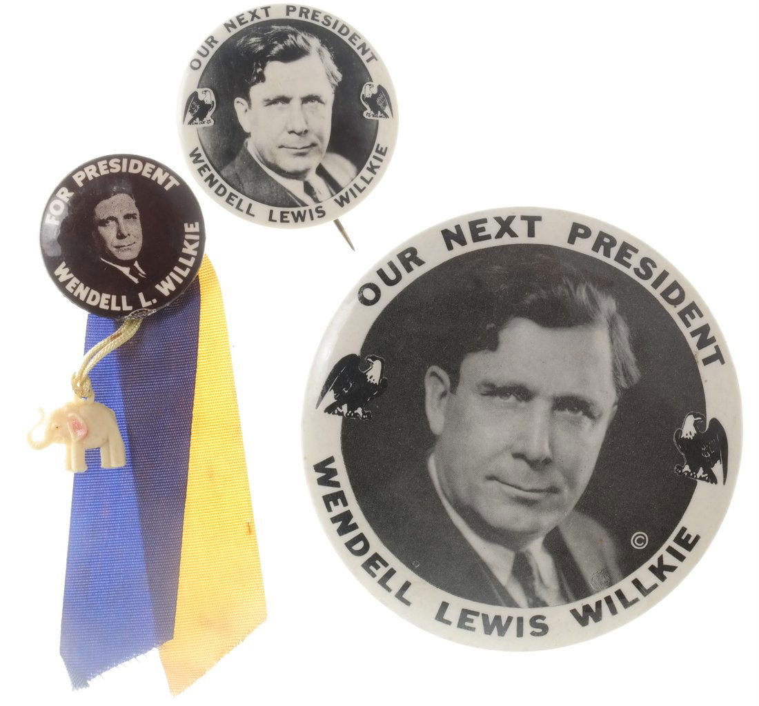 Wendell Willkie - Three 1940 Portrait Pinbacks (1 of 5)