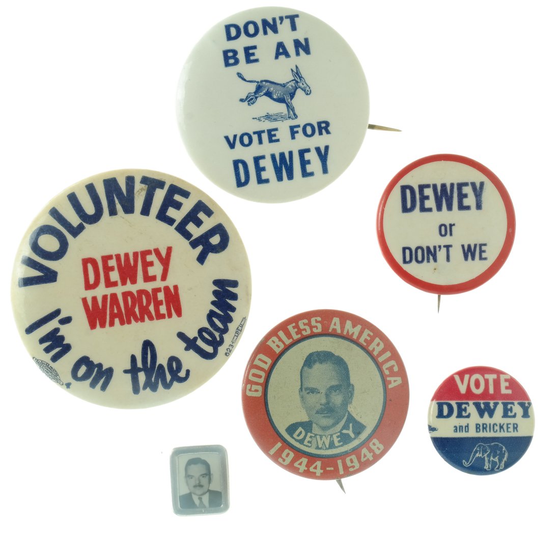 Dewey - Five Buttons & One Pinback (1 of 5)