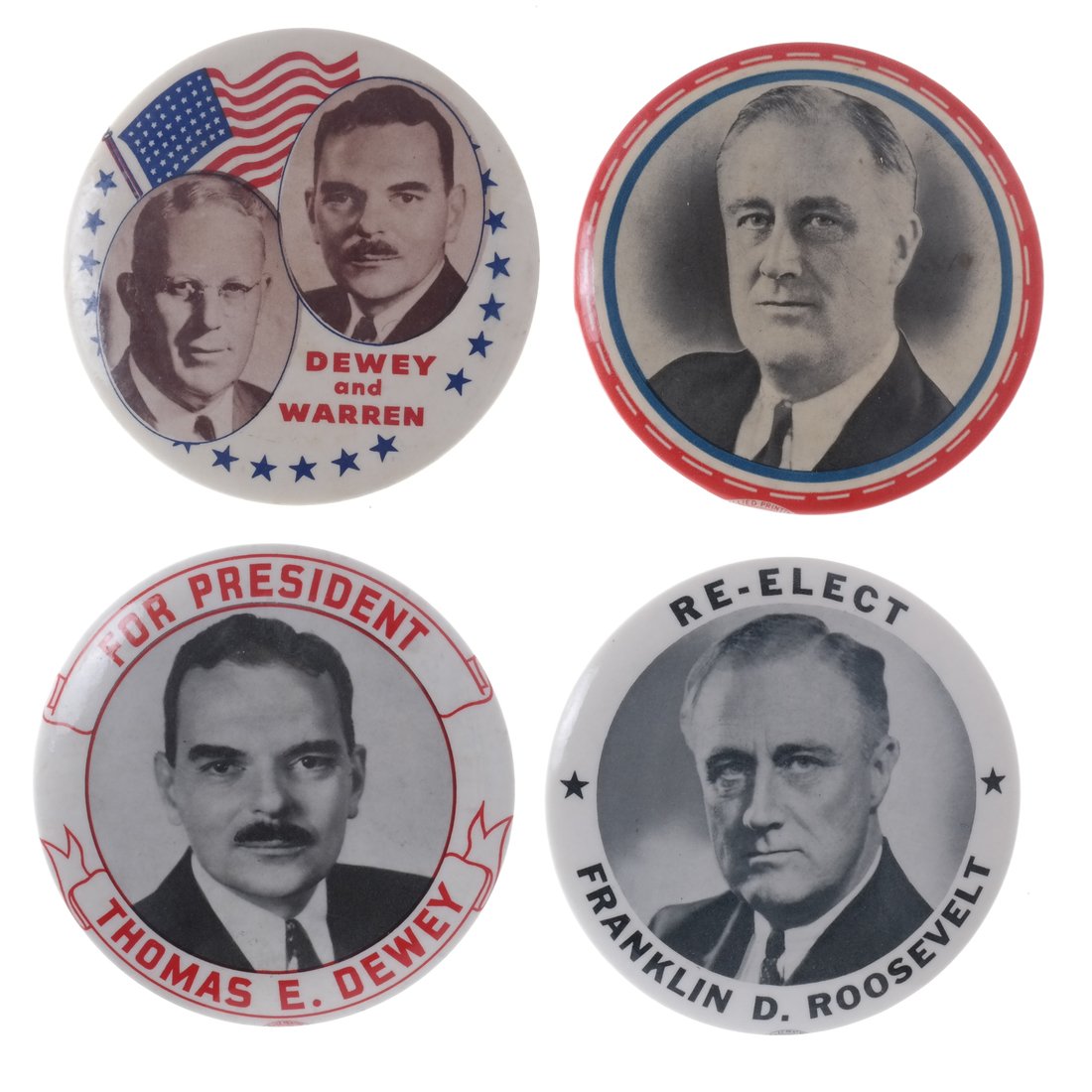 FDR & Dewey - Four 1944 Buttons (1 of 6)