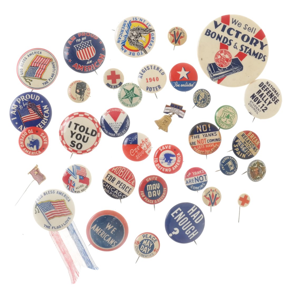World War II "Home Front" Buttons and Others (1 of 6)