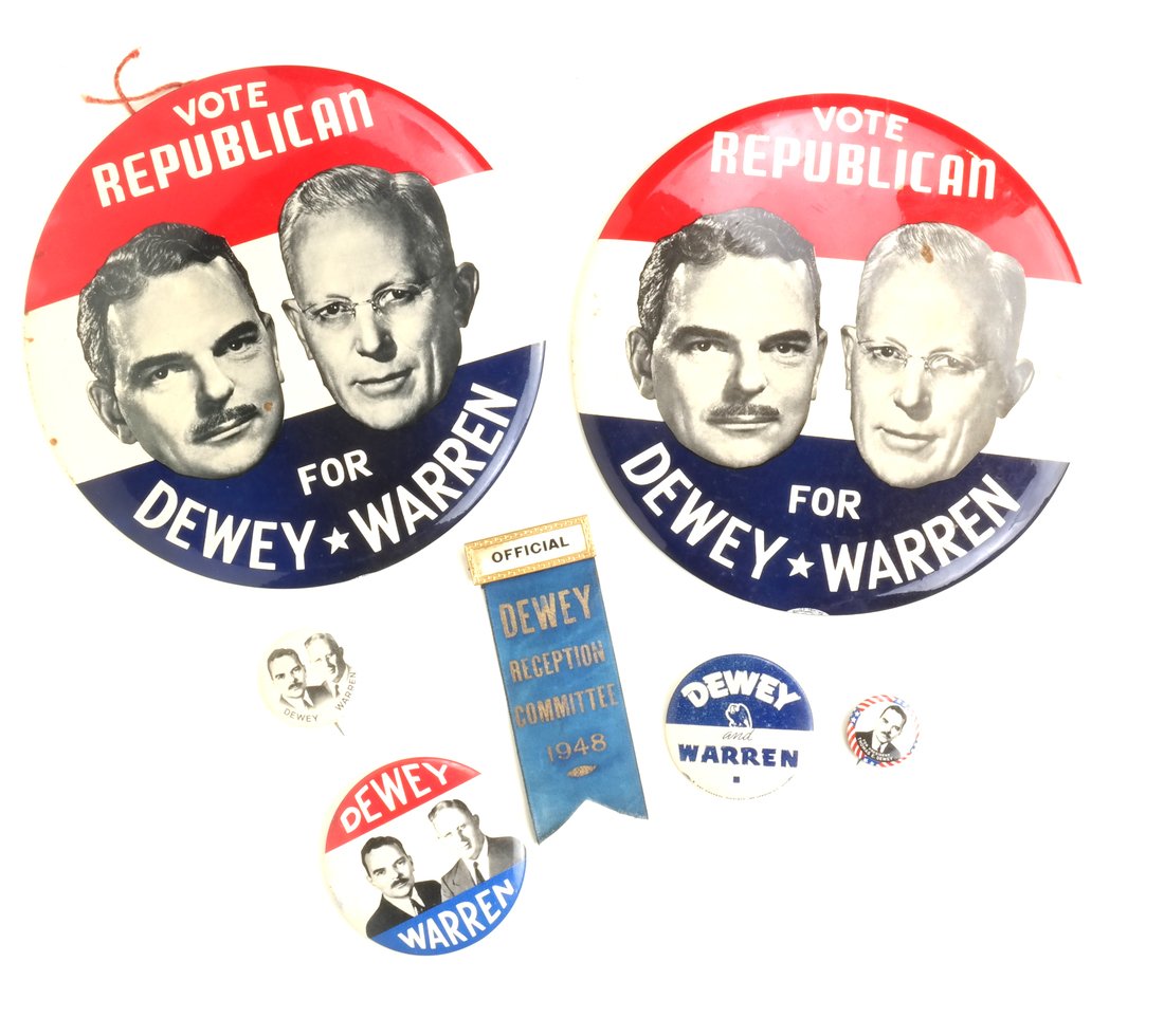 Dewey & Warren 1948 Campaign Celluloid Buttons (1 of 5)