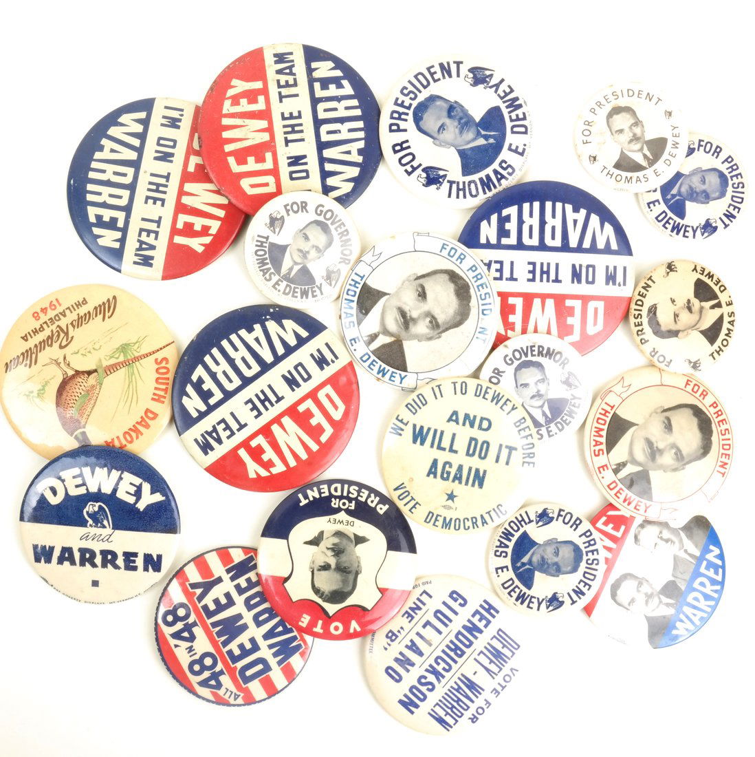 Thomas E. Dewey - Group of 1948 Large Celluloids (1 of 6)