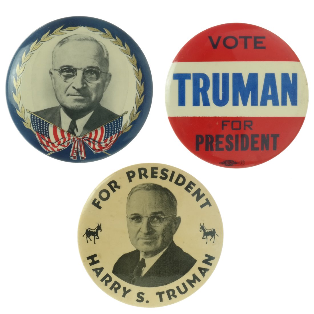 Three Large Harry Truman Celluloids (1 of 5)