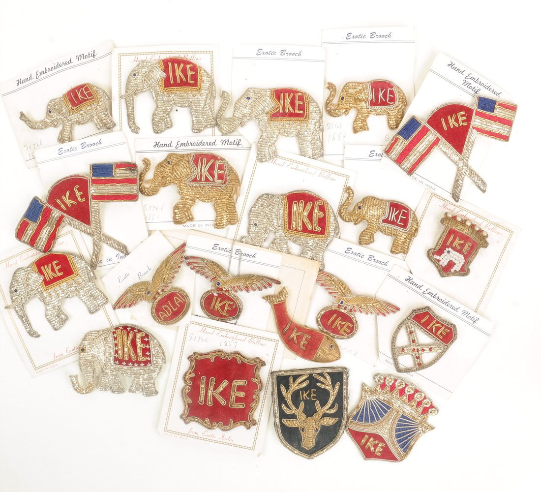 Dwight D. Eisenhower 1952 Hand Embroidered Pins & (1 of 6)