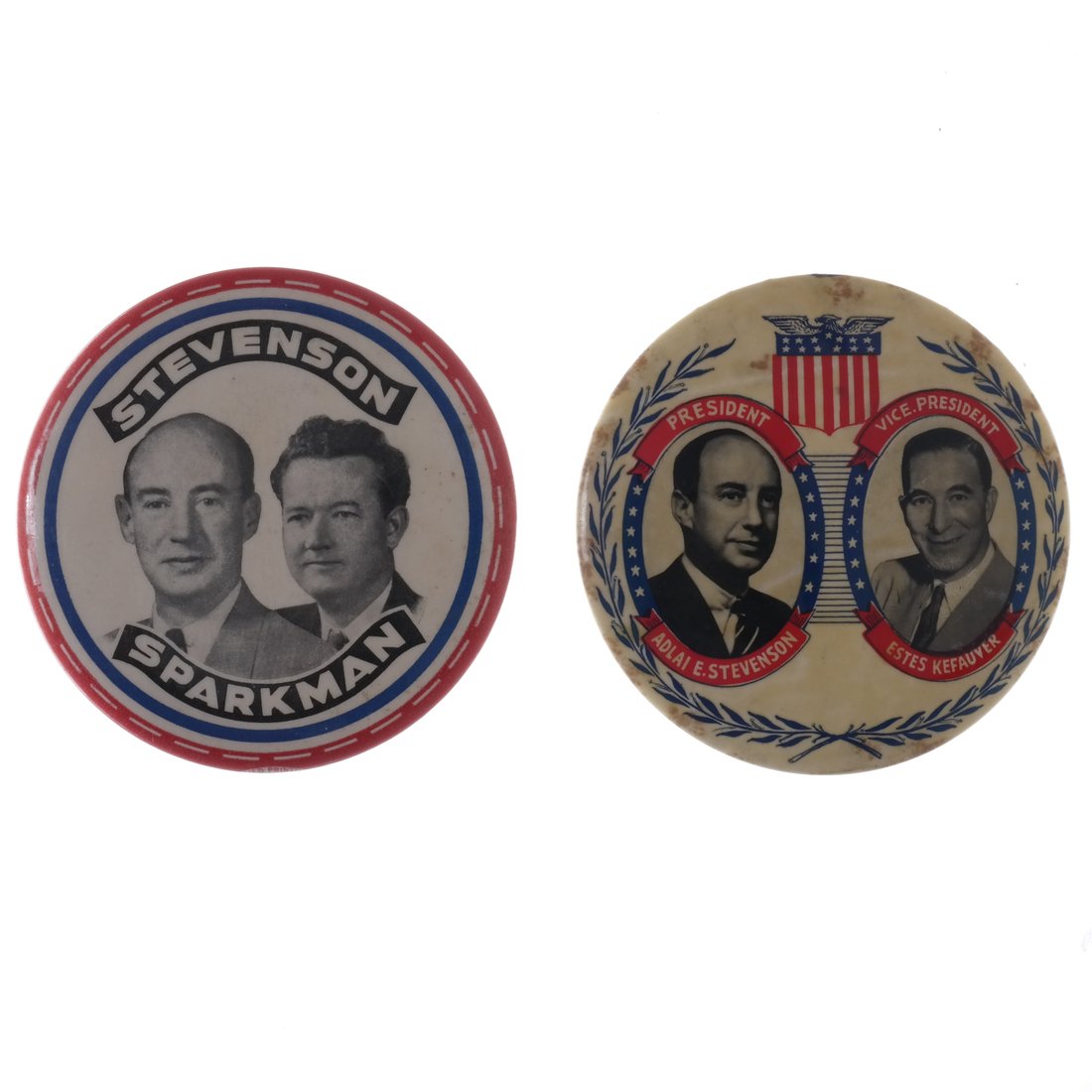 Adlai Stevenson 1952 & 1956 Pinback Jugate Buttons (1 of 4)