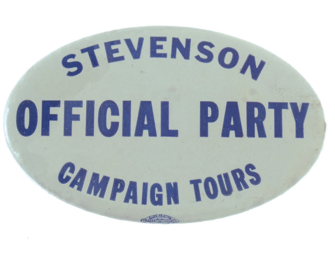Adlai Stevenson 1956 Oval "Official Party" Button (1 of 2)