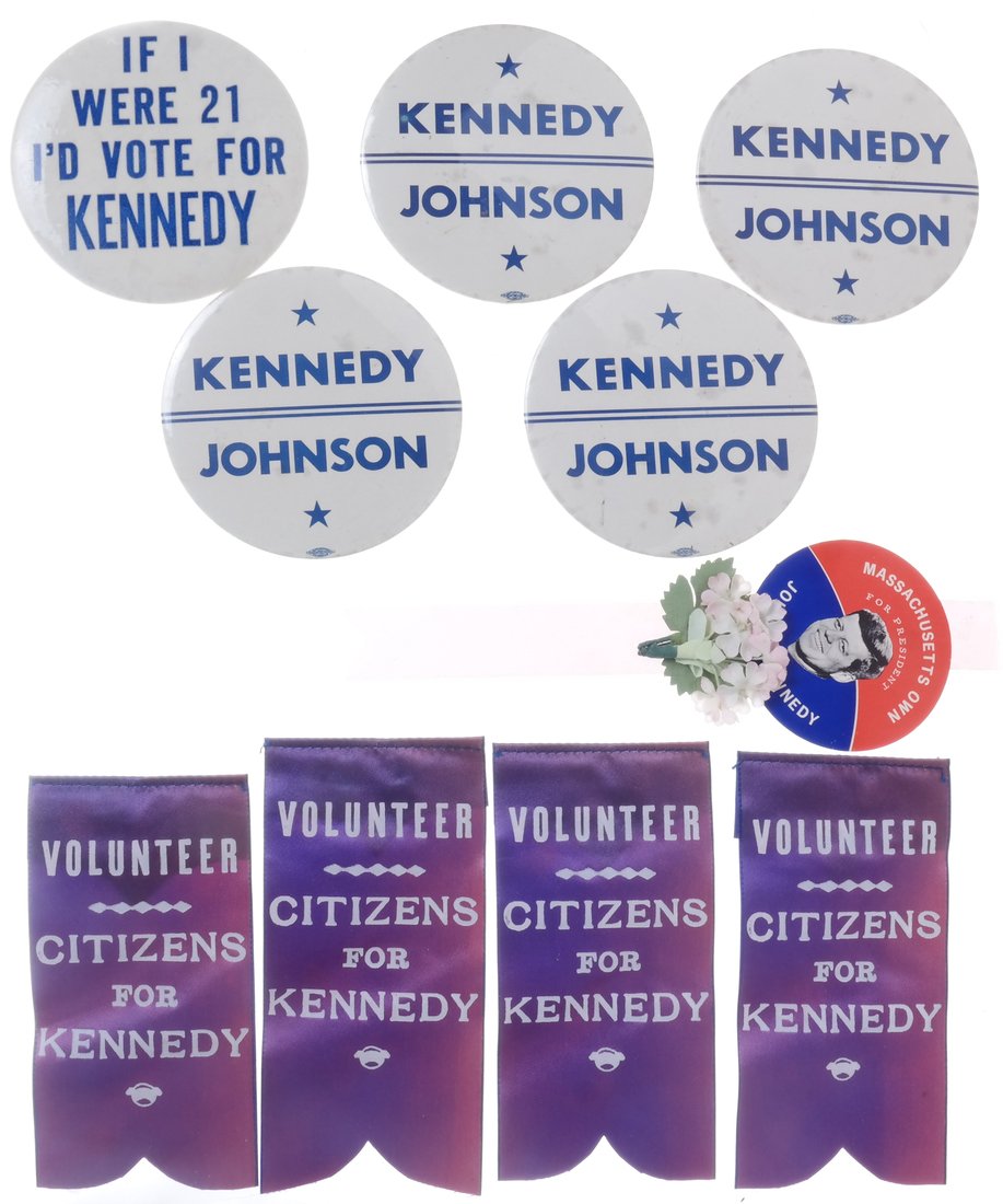 Kennedy & Johnson 1960 Campaign Buttons & Ribbons (1 of 6)