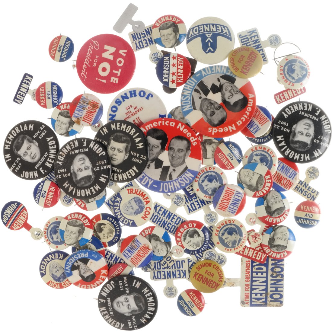 John F. Kennedy Assorted 1960 and Memorial Buttons and (1 of 7)