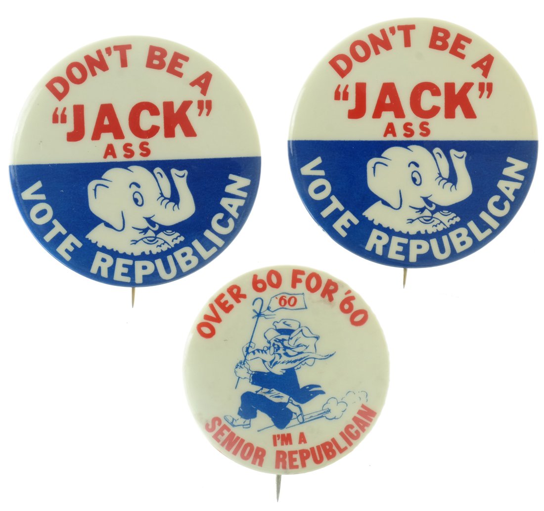 Richard Nixon - Three GOP Elephant Celluloids (1 of 5)