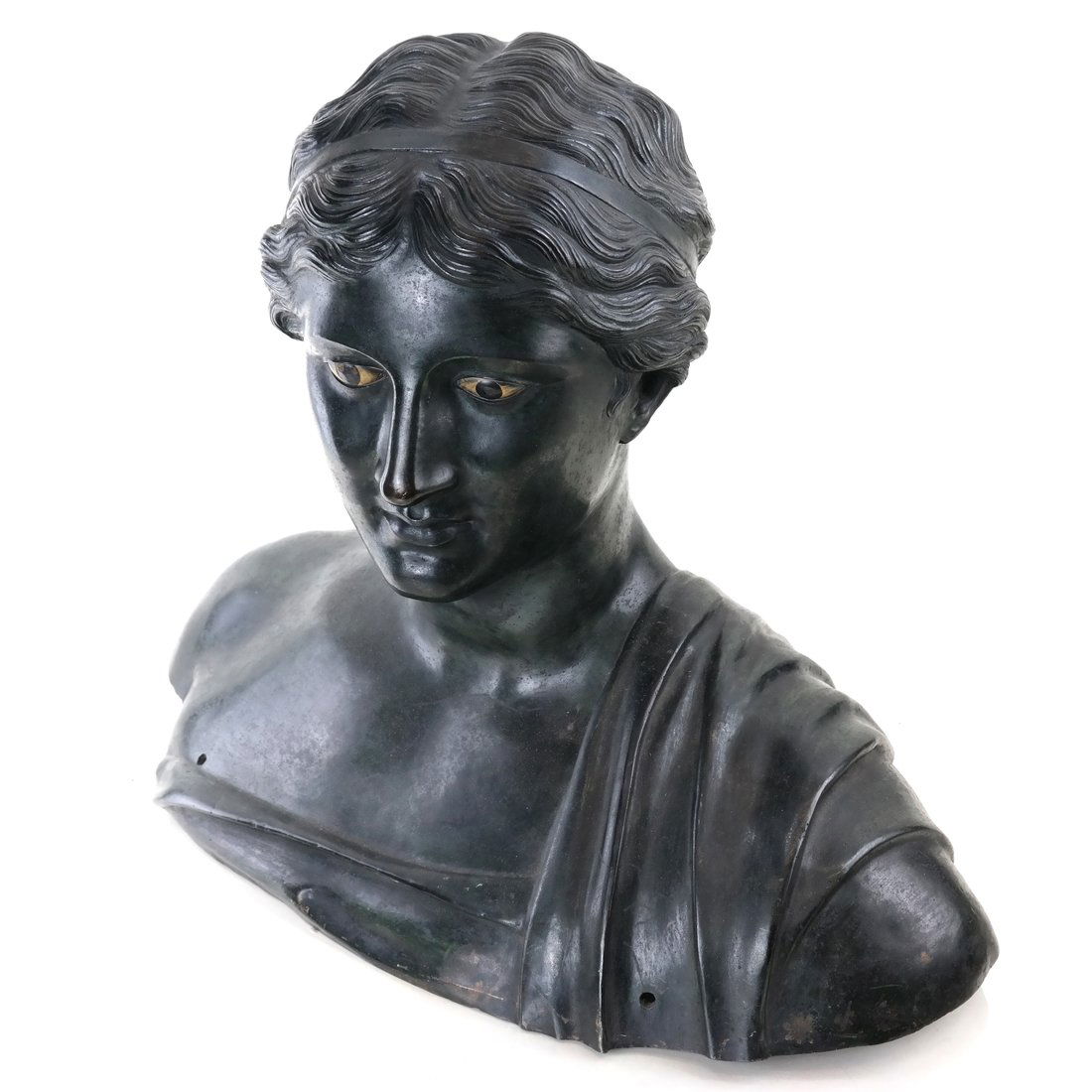 Antique Patinated Bronze Bust, Maiden (1 of 10)