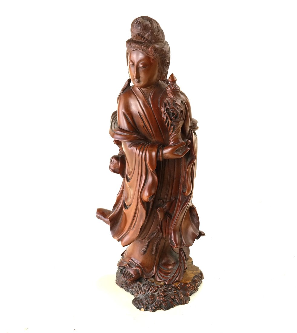Asian Carved Wood Figure of a Beauty (1 of 9)