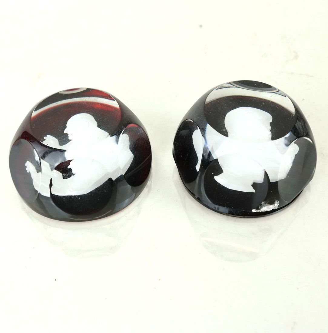 Two Baccarat Glass Sulphide Paperweights (1 of 6)