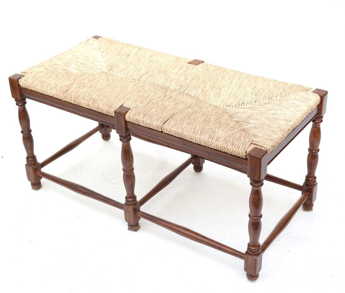 Reproduction Rush Seat Bench (1 of 7)