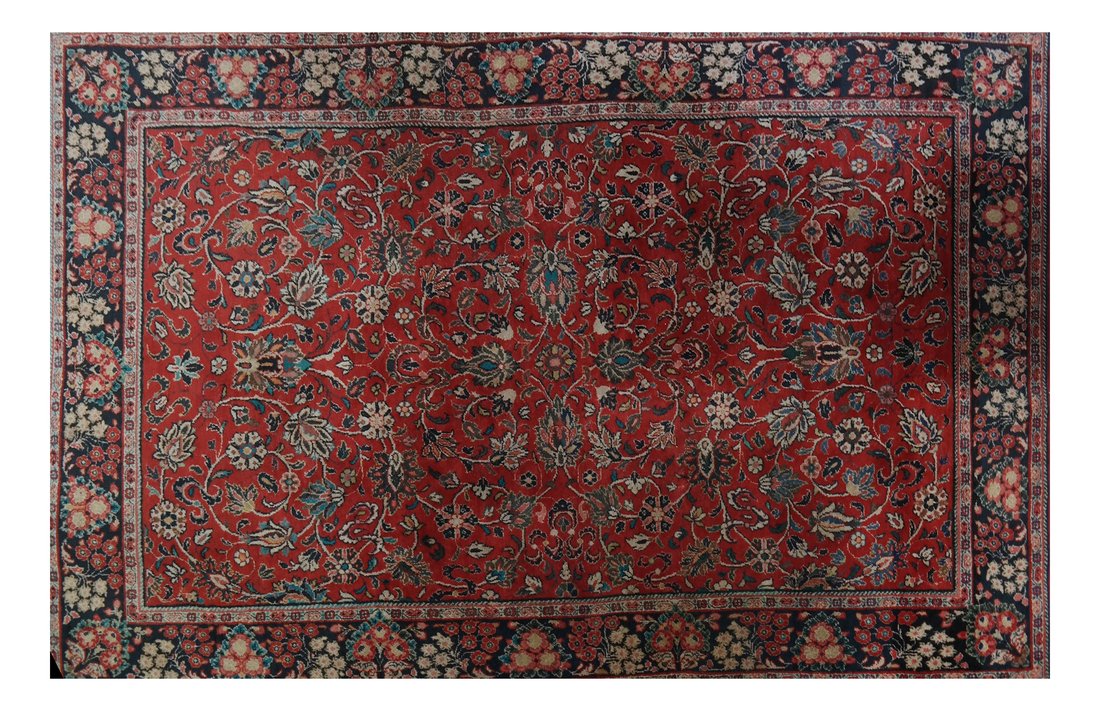 Sarouk Rug: Sarouk Rug. [97" x 61 1/2"]. Very dry and split.