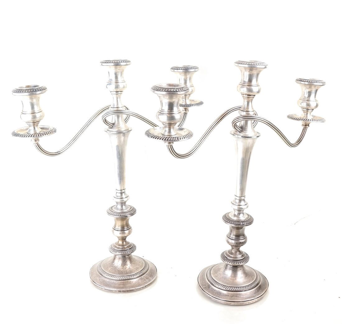 Pair of Sterling Three-Light Candelabra (1 of 5)