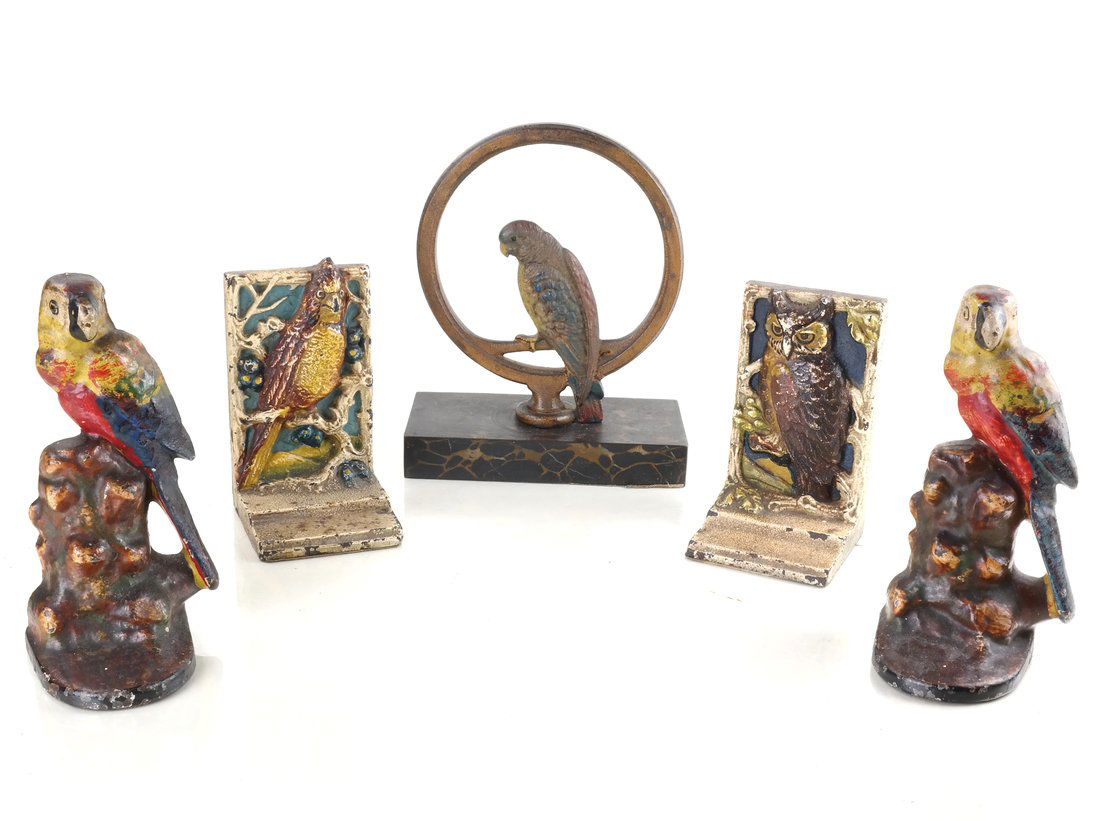 Five Painted Cast Iron Bird Bookends (1 of 10)