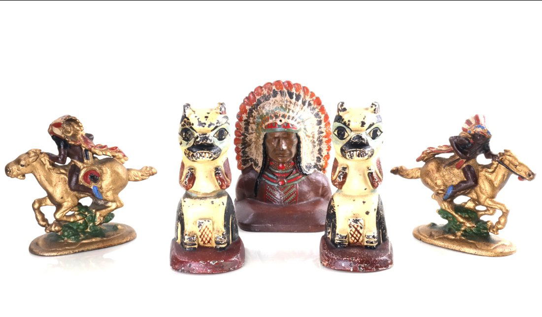 Five Cast Iron Native American Items (1 of 10)