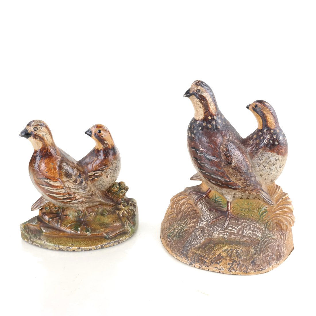 Two Painted Cast Iron Quail Doorstops (1 of 9)