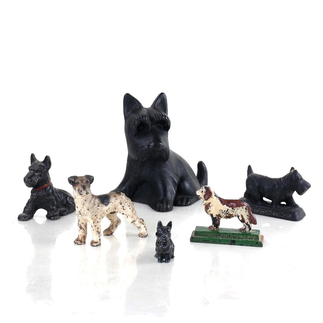 Six Painted Cast Iron Various Dogs (1 of 9)