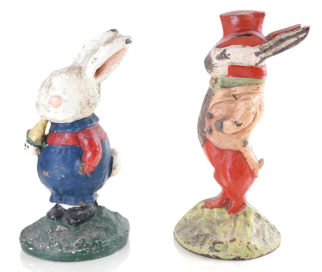 Two Painted Cast Iron Rabbit Doorstops (1 of 9)