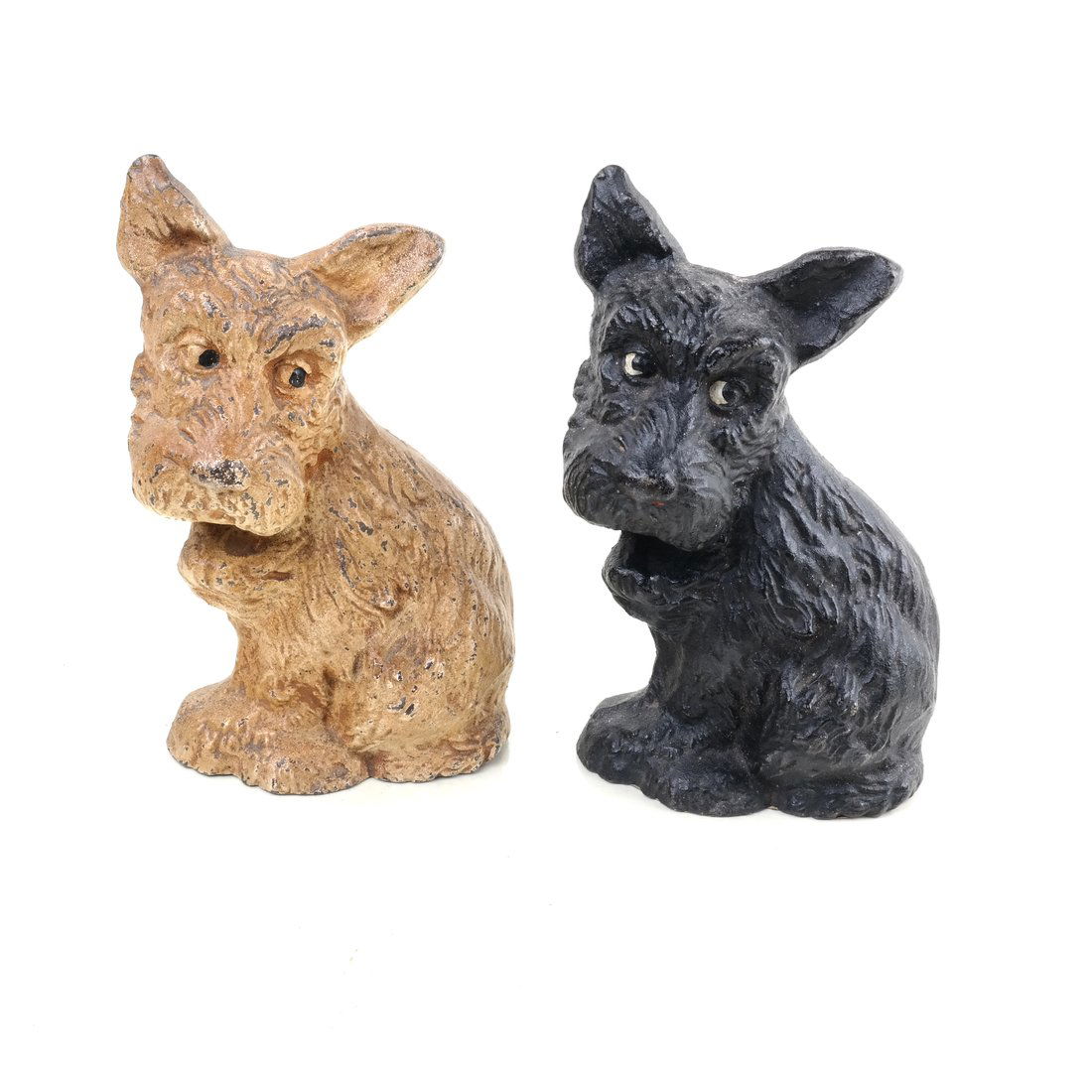 Two Painted Cast Iron Seated Dogs (1 of 10)