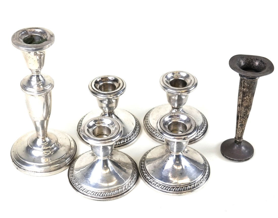 Six Weighted Sterling Candlesticks (1 of 5)