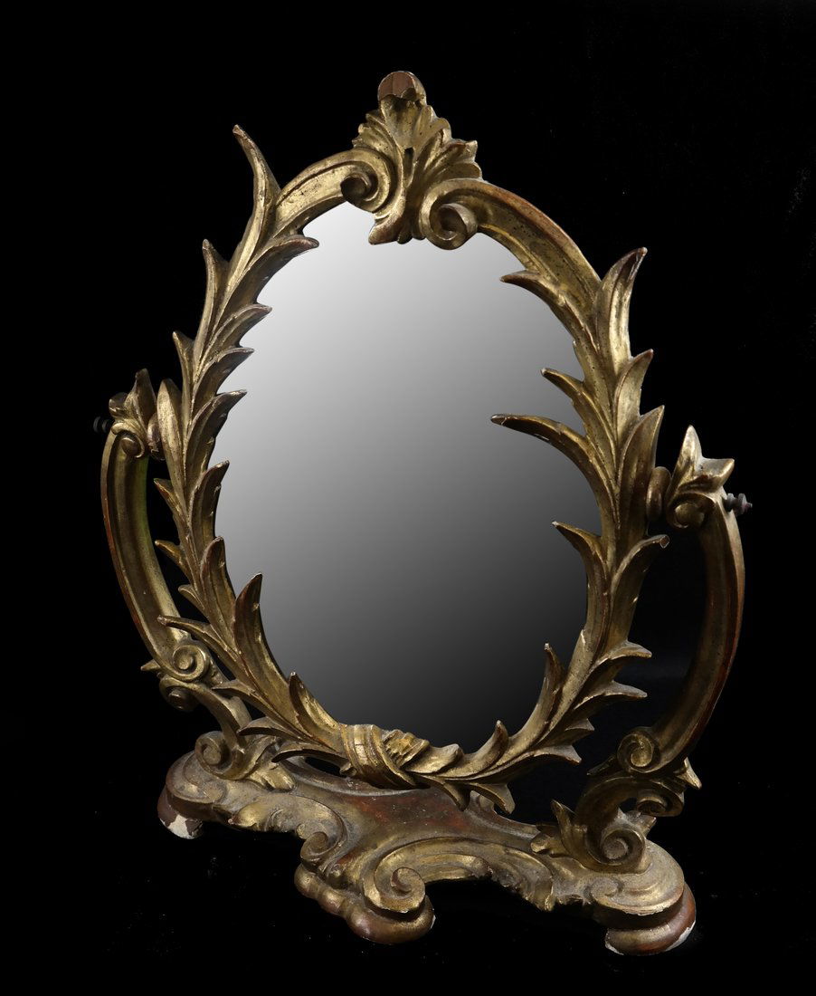Rococo-Style Giltwood Shaving Mirror (1 of 6)