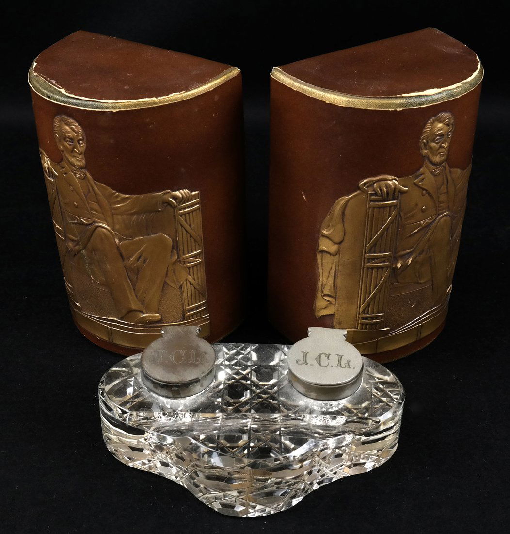 Pair of Bookends, Glass Inkwell (1 of 6)