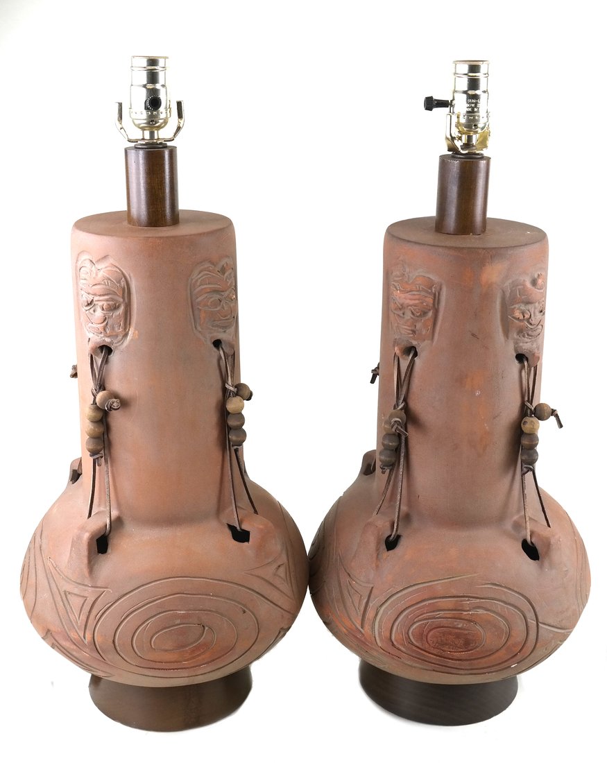 Pair of Decorated Ceramic Lamps (1 of 5)