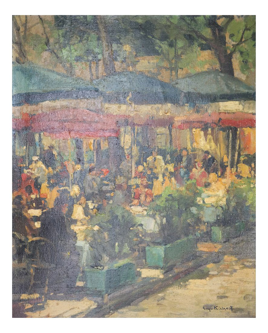 Impressionist Cafe Scene, Oil on Canvas (1 of 6)