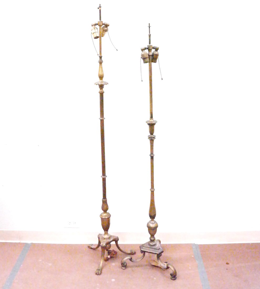 Two Brass Tripod Floor Lamps (1 of 6)