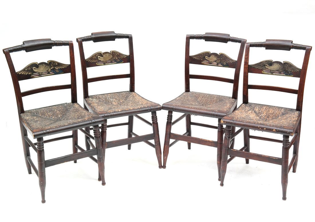Four American Rush Seat Side Chairs (1 of 8)