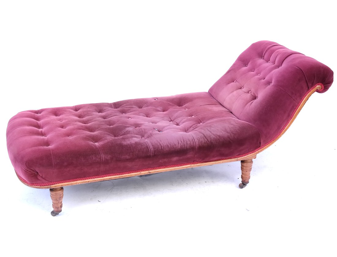Victorian Oak Chaise Lounge (1 of 7)