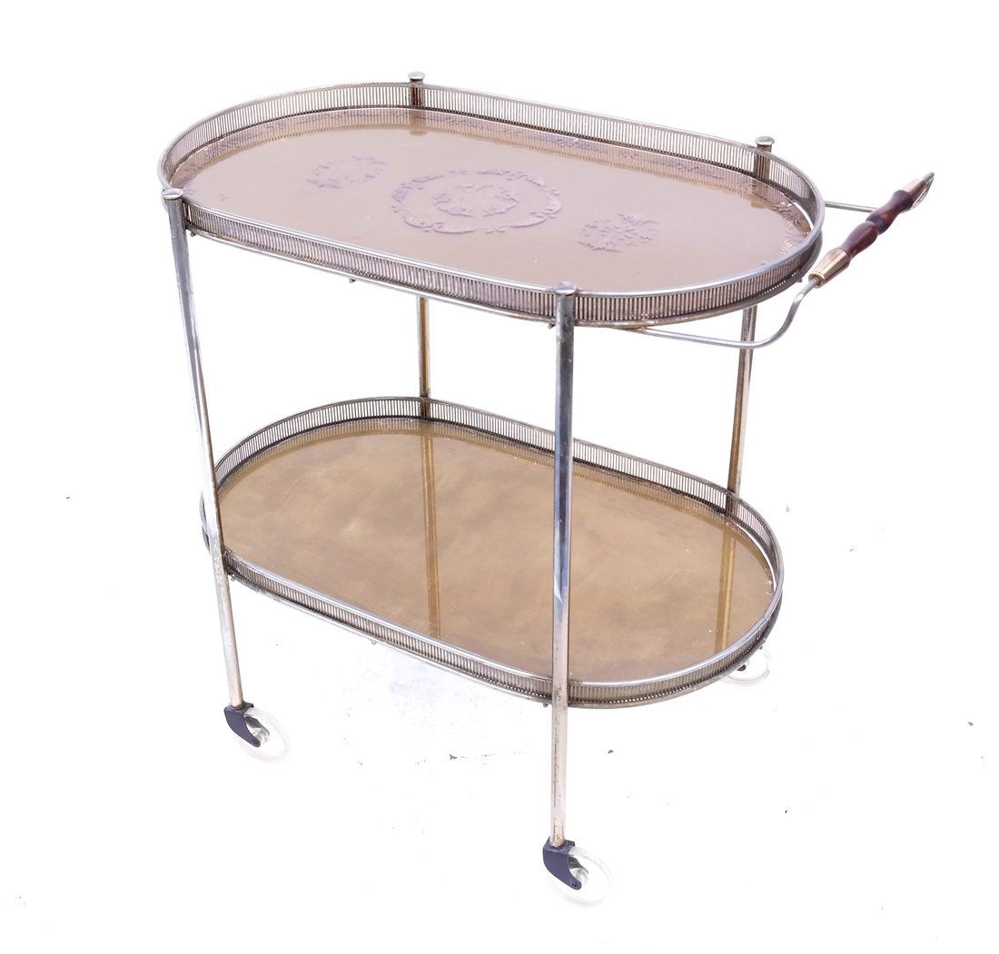 Oval Decorated Tea Cart (1 of 5)