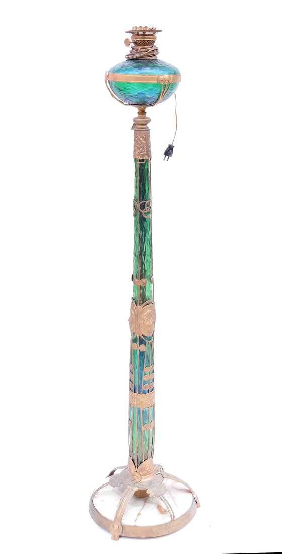 Deco-Style Bronze & Glass Floor Lamp (1 of 7)