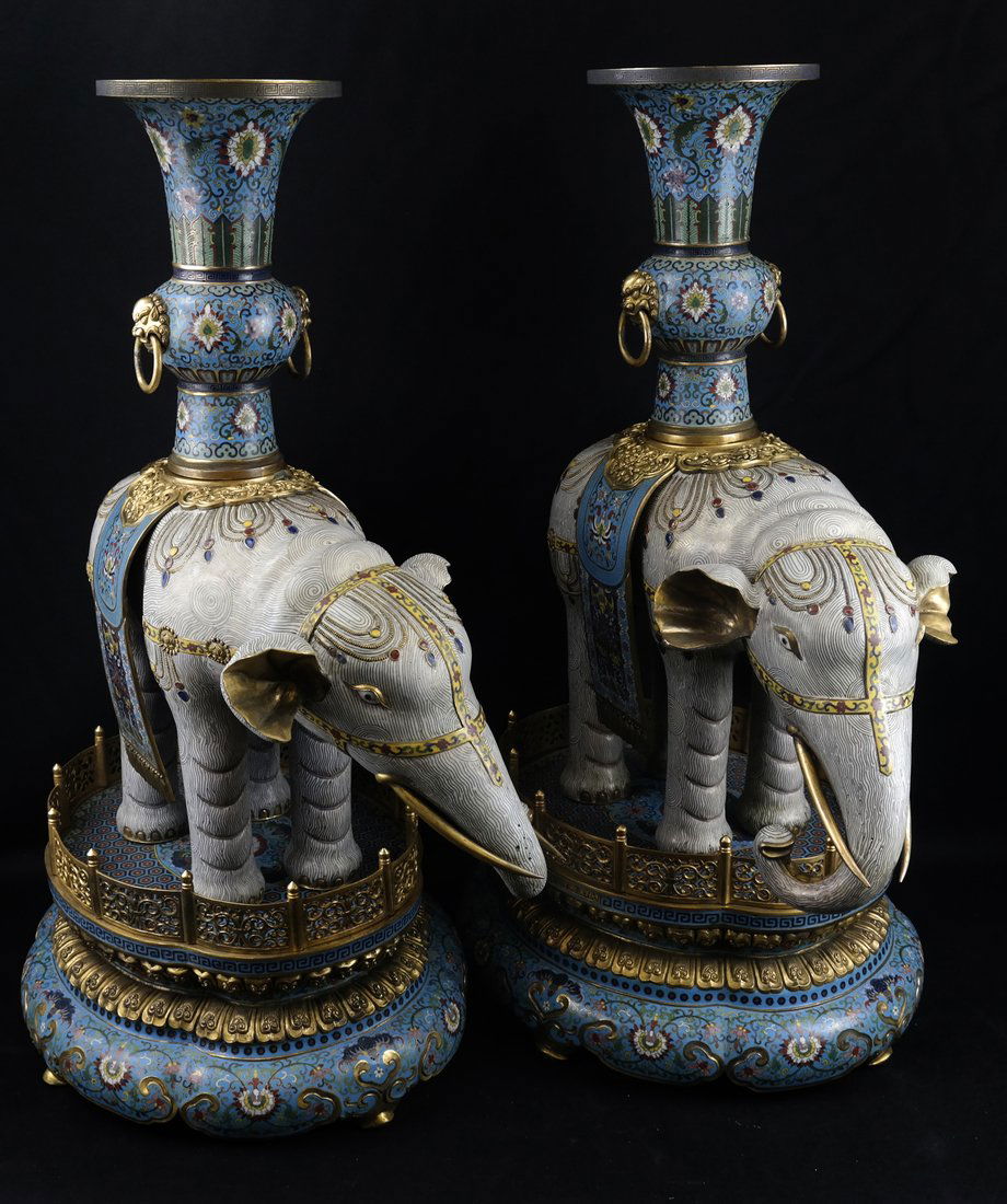 Pair Of Chinese Cloisonne Elephants (1 of 10)