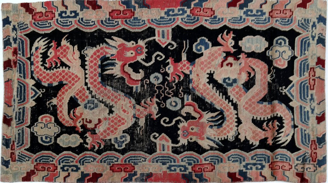 Tibetan Rug with Two Dragons (1 of 4)