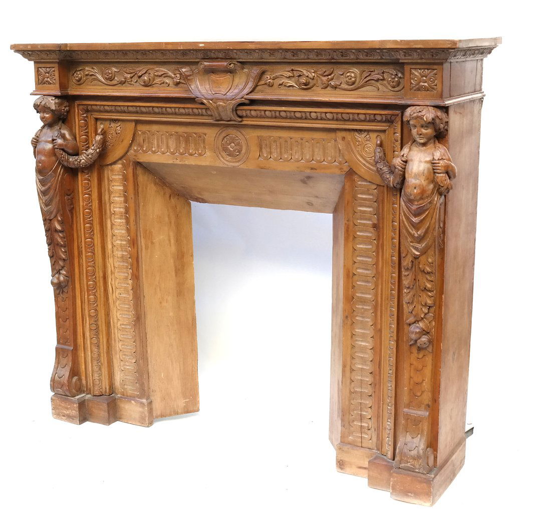 Neoclassical Carved Wood Mantle (1 of 10)