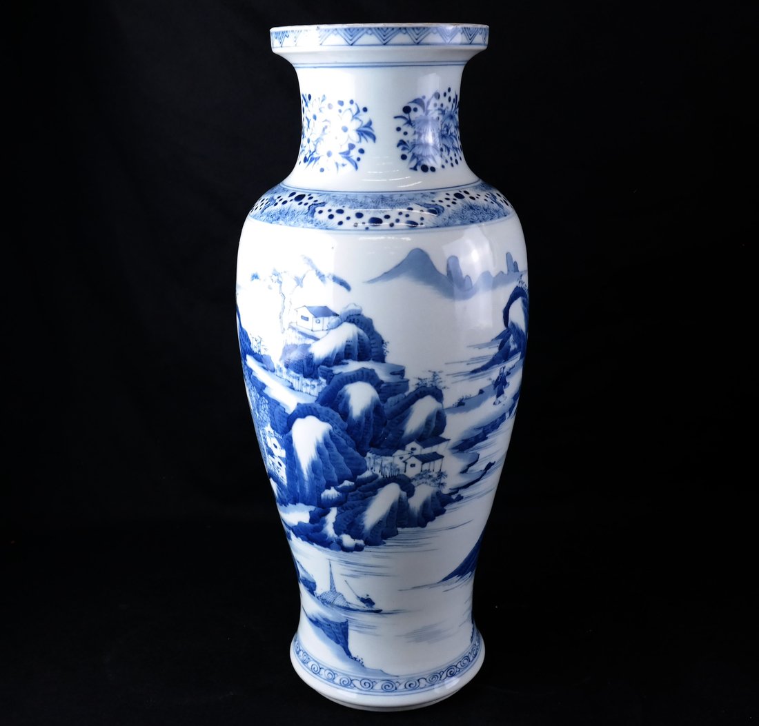 Asian-Style Blue and White Ceramic Vase (1 of 7)