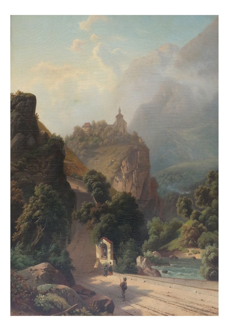 Figures in a Mountain Road, Oil/Canvas (1 of 7)