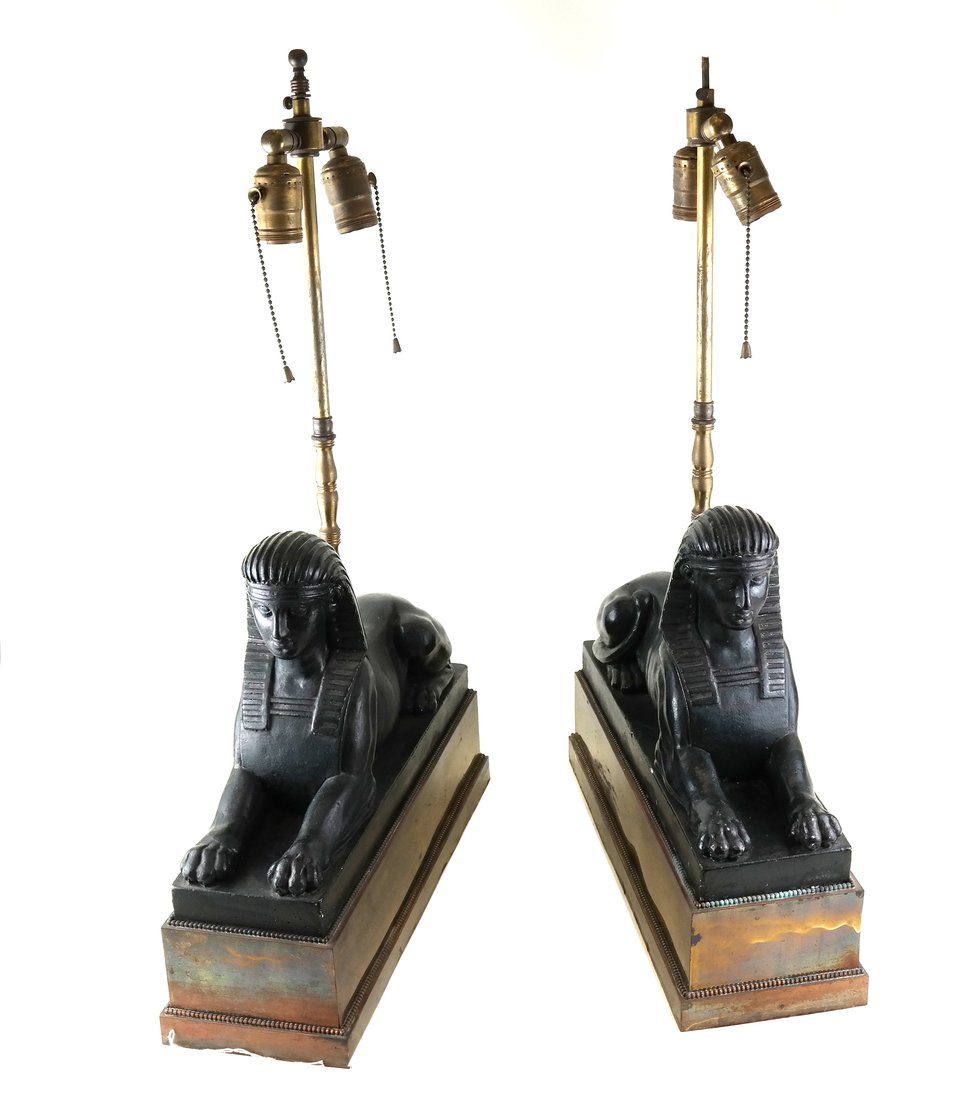Pair of Sphinx Form Lamps (1 of 6)