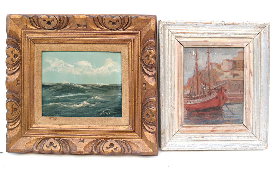 Two Works: Ocean & Harbor Scene (1 of 8)