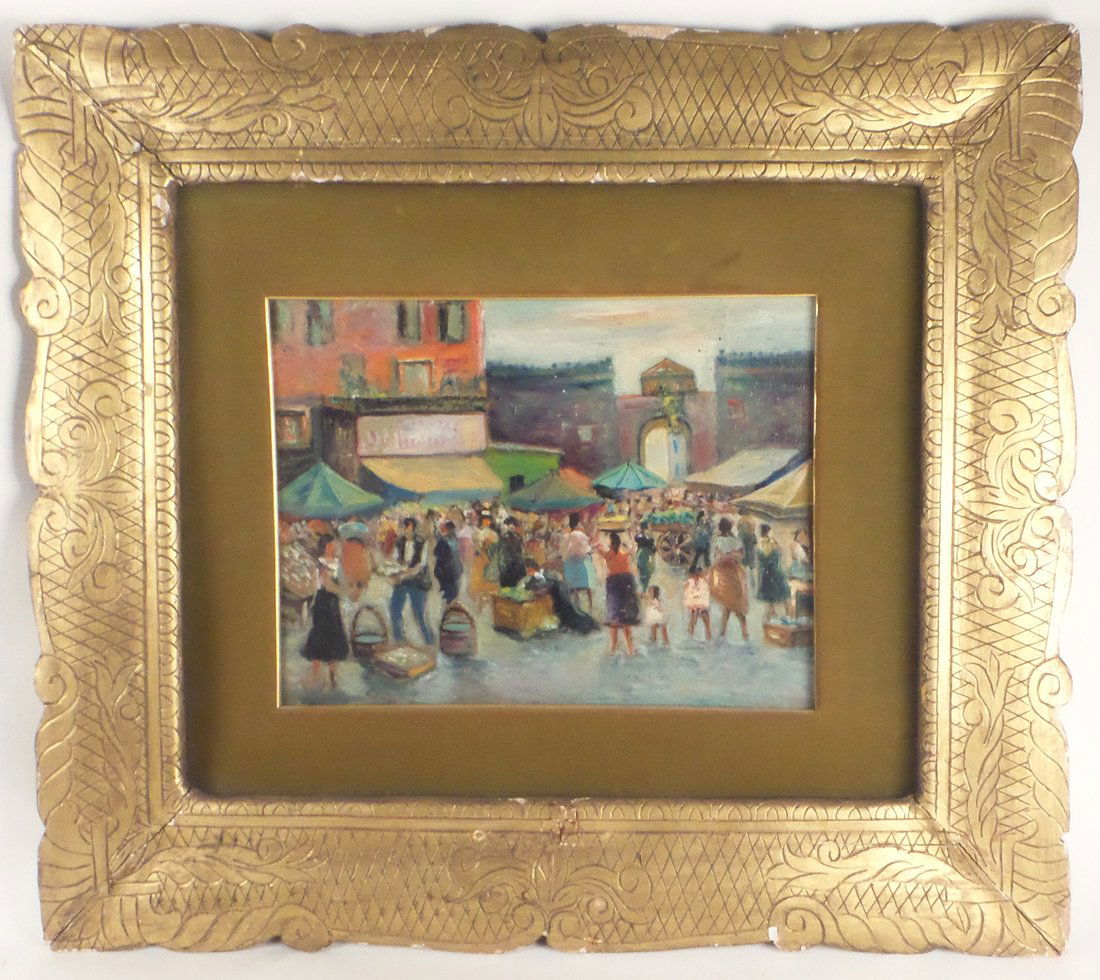 Marketplace Scene, Oil On Board (1 of 10)