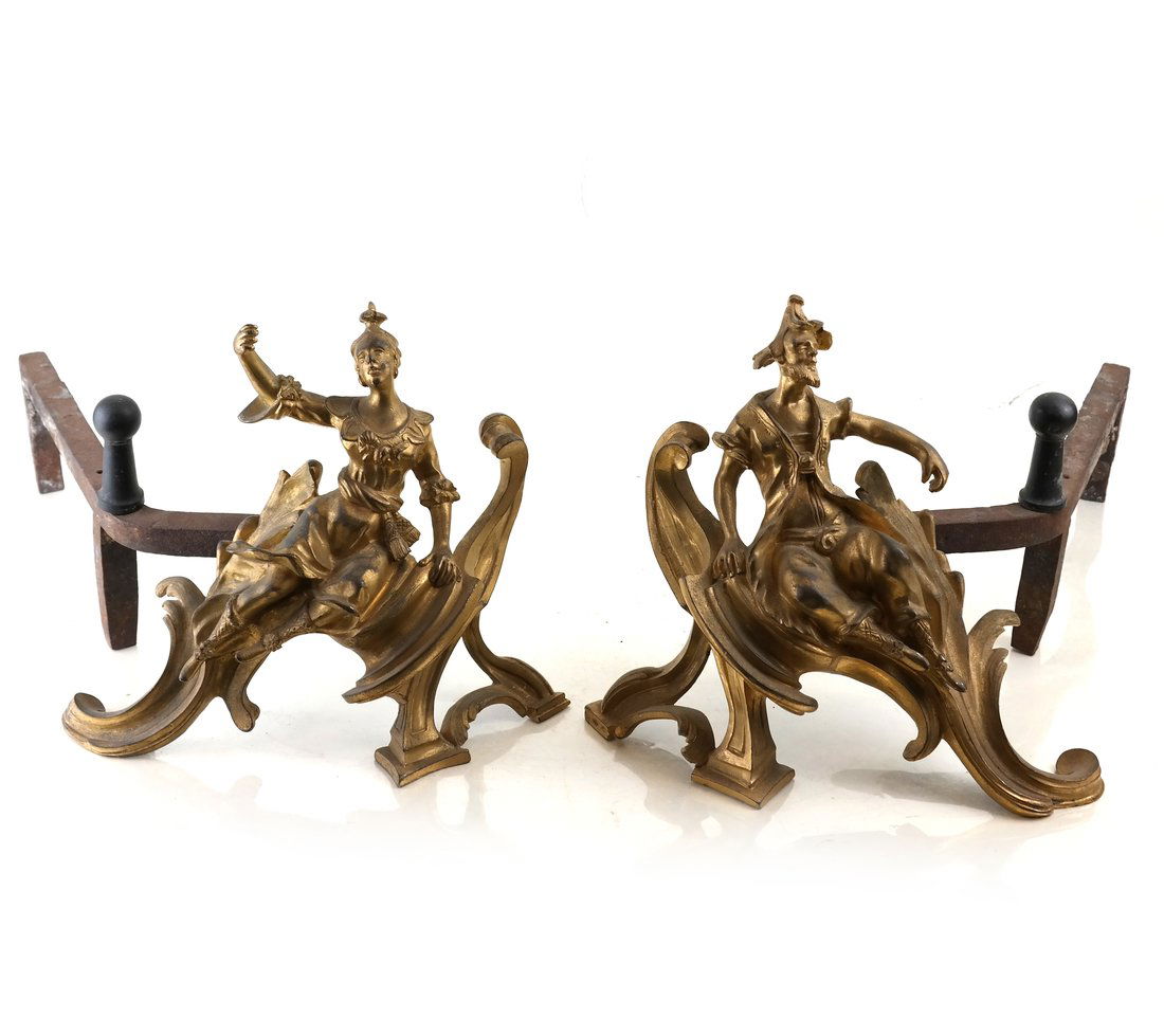 Pair Louis XV Style Gilt Bronze Chenets (1 of 6)