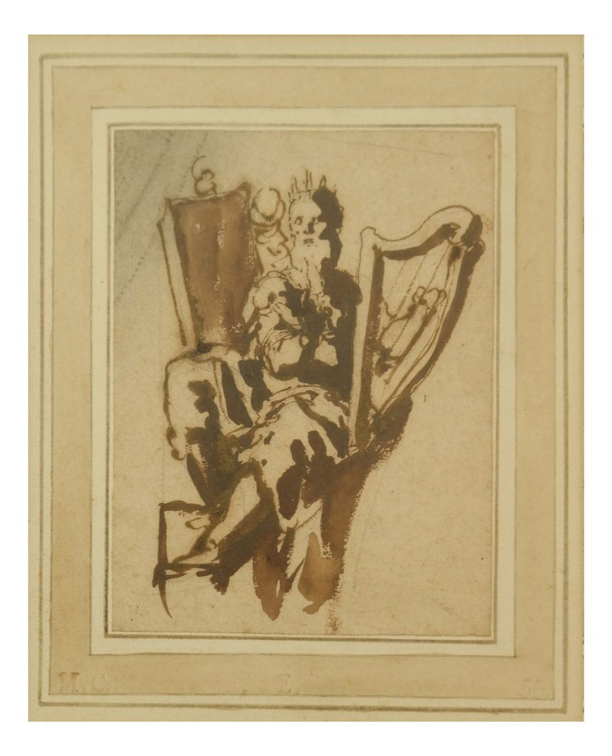 A Man With A Harp, Gouache Ink (1 of 6)